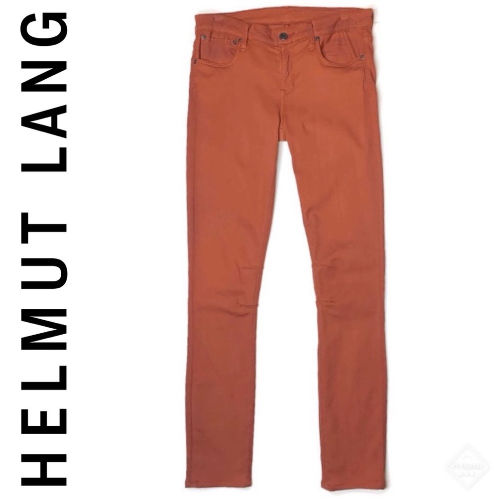 HELMUT LANG SLIM ORANGE DARK RUB JEANS SZ 28 EUC